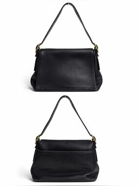 Vintage Coach Black Leather Shoulder Bag 90s 9828